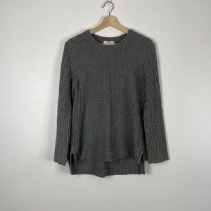 Madewell women's long sleeve cable knit pullover high low hem cotton sweater M